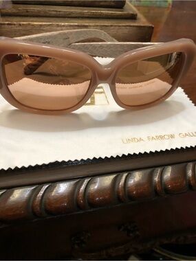 Linda Farrow Pink Beige Oversized Sunglasses